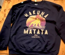 Disney The Lion King Hakuna Matata Simba Men's Sweatshirt Navy Blue Size L