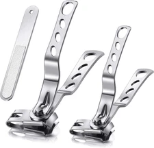 3 Pieces 360 Degree Rotary Nail Clippers Set, Stainless Steel Fingernail Toenail