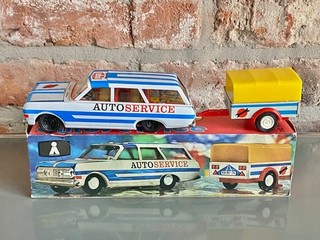 EHRI PKW AUTO Service SET Anhänger OVP OPEL Plasticart DDR OST MSW Toy MSB GDR