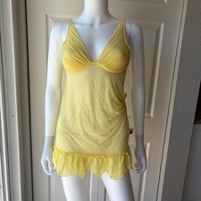 Victoria's Secret vintage y2k sheer yellow frilly mini lingerie top size 36C