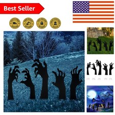 5 Pack Black Hand Yard Signs - Scary Outdoor Halloween Decor Set with Stakes