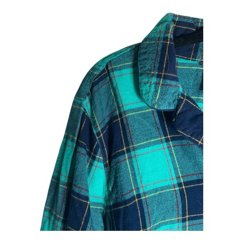 Lands End Langarm Pyjama Damen Medium 10-12 grün und blau kariert Flanell - Bild 8 von 15