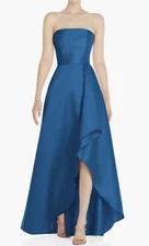 Alfred Sung Women's Off The Shoulder Satin Gown,sz 6R,New, Blue