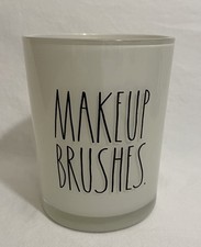 Rae Dunn Makeup Brushes White Glass Cup Holder/Organizer 5" Tall NEW