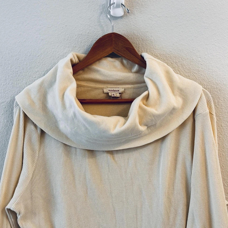 Top Sundance tejido gofre con puño de encaje cuello capucha para mujer XL Boho térmico Foto 3 de 4