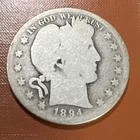 1894-S Barber Silver Half Dollar.