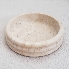 Neutral Beige Marble Stone Round Vanity/Jewelry Tray - 8 1/4" W X 2" H 