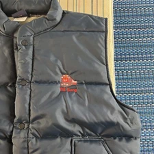 Vintage Hilton Puffer Vest Mens XL Blue TIE Gang Train Southern  Pacific 90s