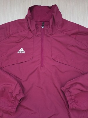 Adidas Sweater Men's Windbreaker Jacket Burgundy Athletic Vented Half Zip *READ*