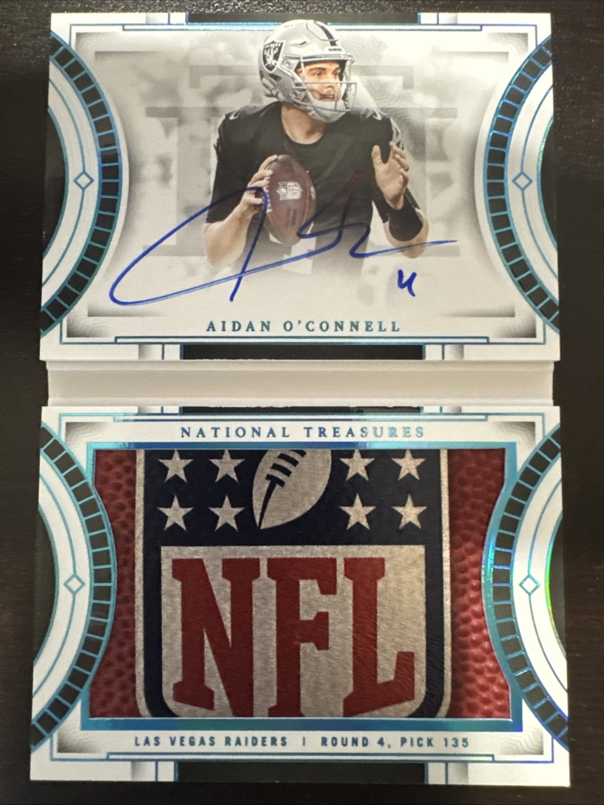 Aidan O'Connell Panini National Treasures Rookie Hats Off Signatures #AOC NFL Shield
