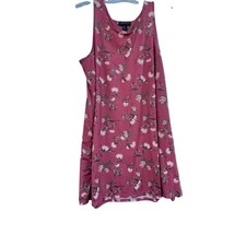 Forever 21+ Womens Plus 0X Pink Floral Sleeveless Tank dress Scoop Neck Mauve