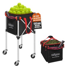 Pickleball Tennis Ball Hopper-Foldable Lightweight Tennis Ball Cart Holds 180...