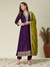 Pakistani Indian Vichhitra Silk Salwar Kurta Ready To Wear Suits Party Bollywood
