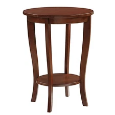  American Heritage Round End Table with Shelf Espresso