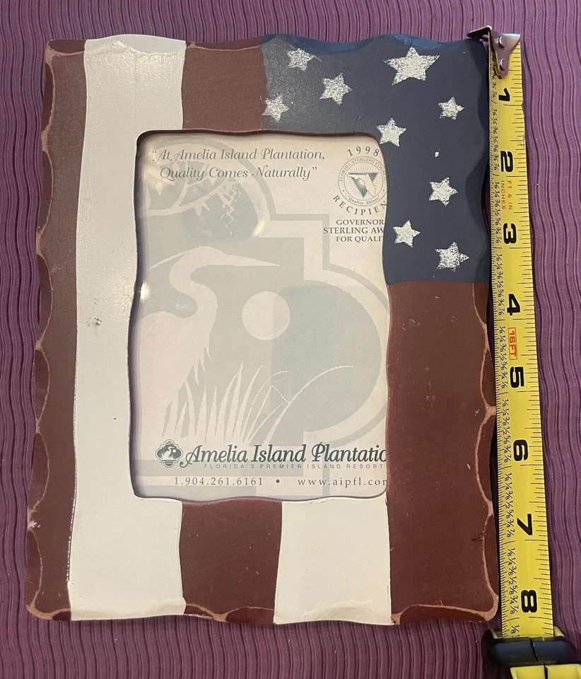 Vintage PATRIOTIC PICTURE FRAME Wooden 6 x 8” - Image 3 of 3