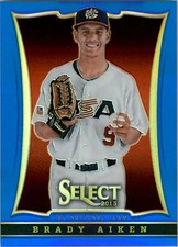 2013 USA Baseball Select Preview Blue Prizms #25 Brady Aiken /199 - BB