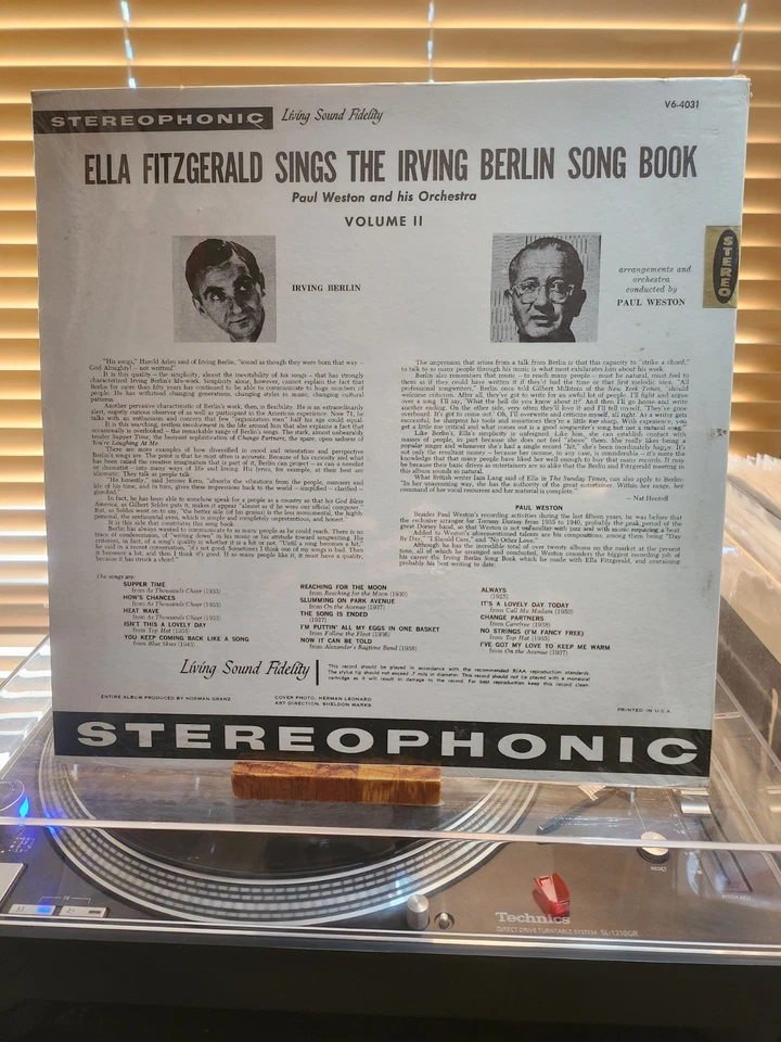 Ella Fitzgerald Sings Irving Berlin Songbook Vol.2, 1960 1st Stereo, M/M SEALED  - Image 2 of 2