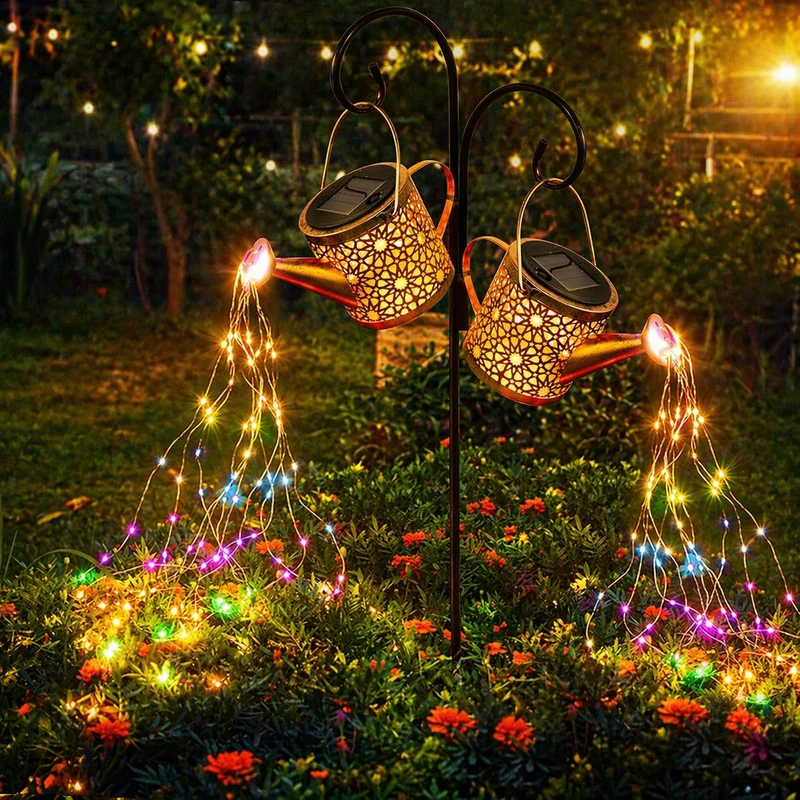 Solar Watering Can Lights 2-2 Pack Metal Garden