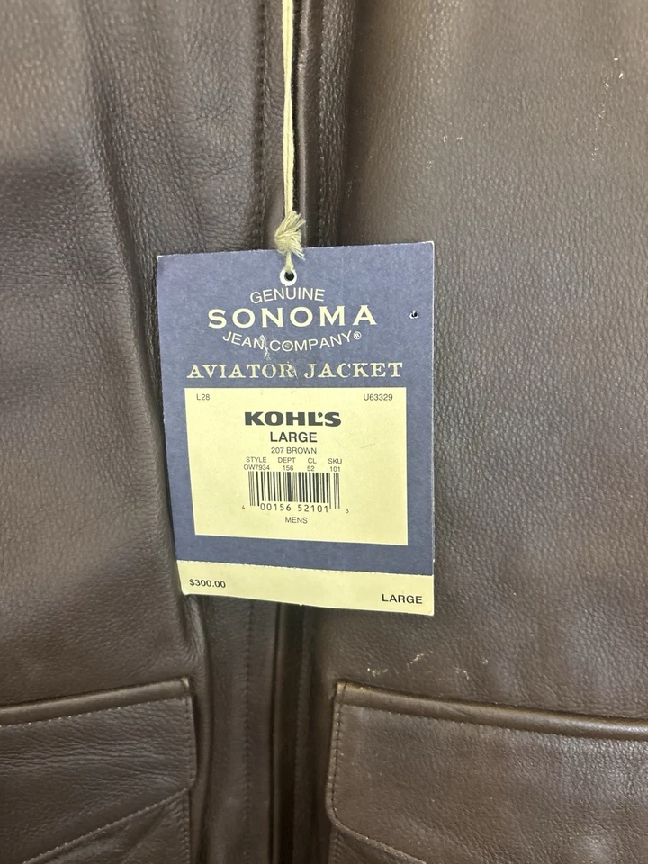 Совершенно новый Sonoma кожи Bomber куртка мужская большой стриженный мех воротник - Изображение 4 из 4