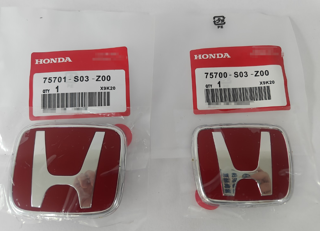 🔥Fits Honda Civic Accord 1996-2000 Front Hood & Rear Trunk Red H Emblem Badge🔥