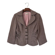 Kay Unger Blazer Houndstooth Wool Blend Women...