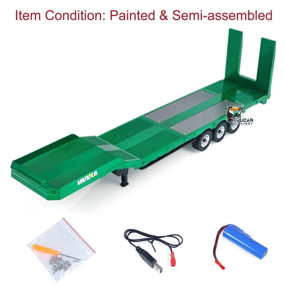 Plastic 3-Axles Semi Trailer Flatbed 1502 for 1/18 RC Tractor Truck HUINA 1501 - Image 4 of 4