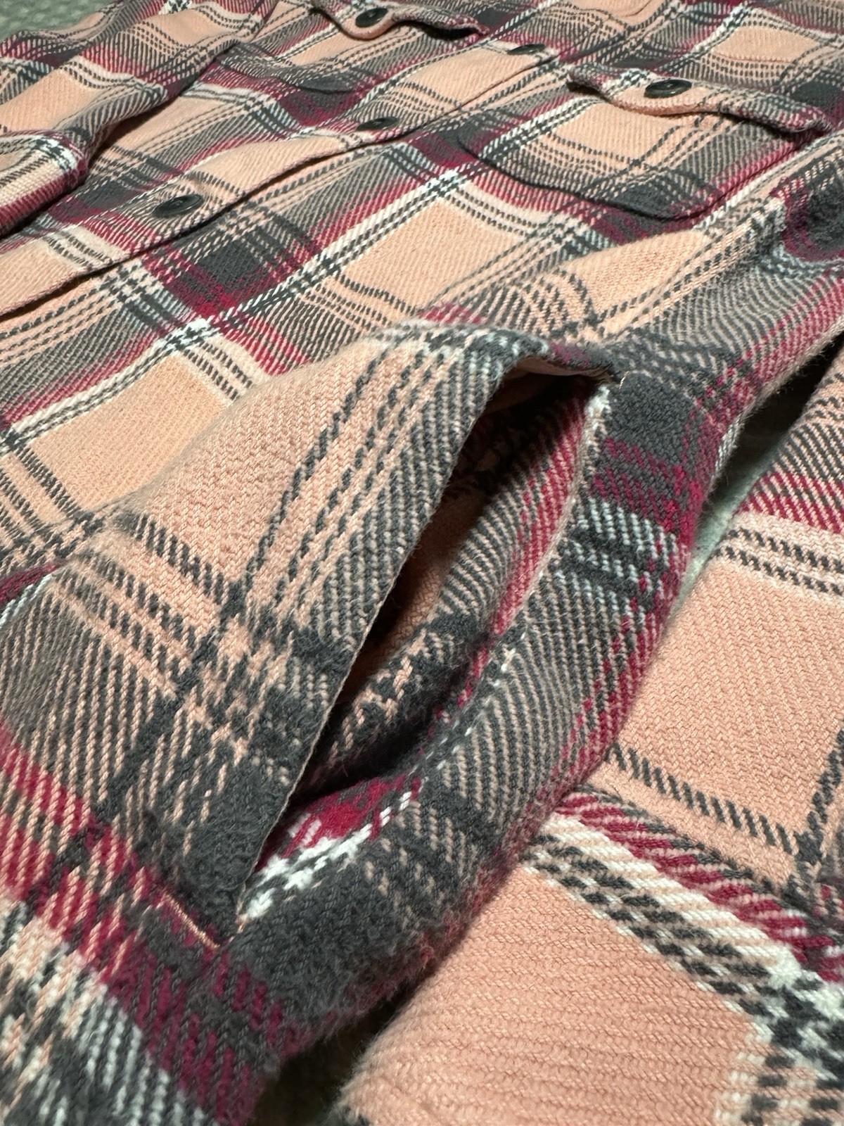 Outerknown Cloud Weave Jacket Shacket Pink Plaid … - image 6