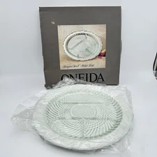 Oneida Georgian Scroll Silverplate Relish Dish with Glass Liner NEW In Box