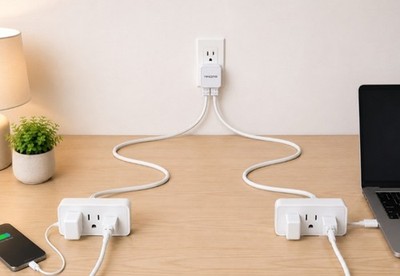 Tiffcofio 6 ft 6 Outlet Indoor Extension Cord Power Strip ETL 13A 1625W White