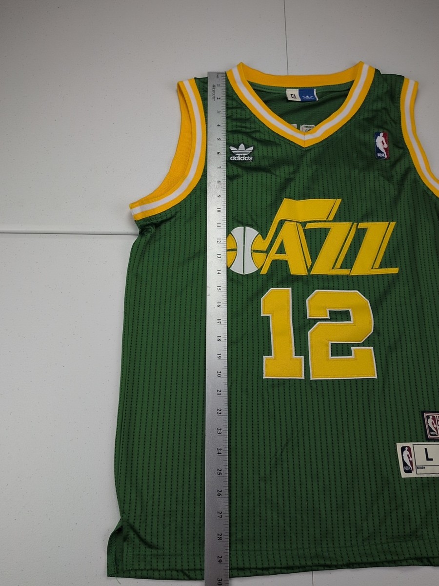 John Stockton Utah Jazz Jersey Large Green #12 Replica Adidas