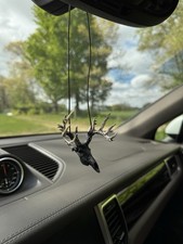 Whitetail Deer Skull Car Mirror Hanger Ornament Hand Painted Car Accessories