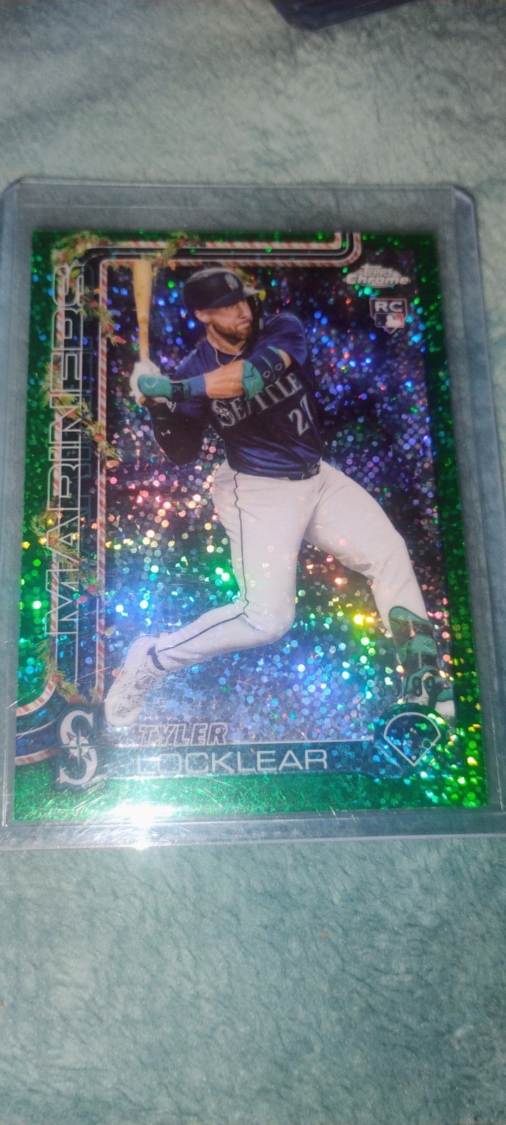 2025 Topps Chrome - Christmas SP Tyler Locklear #41 Green Refractor /99 (RC)