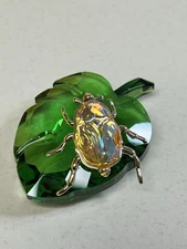 NIB Authentic Swarovski SCS 2024 Beetle On Leaf Crystal Metal Figurine #5668764