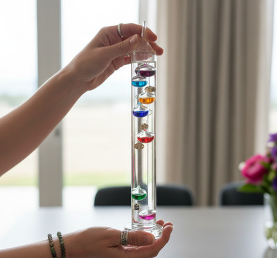 30cm Glas Galileo Thermometer Wissenschaftliches Geschenk Vatertag Opa Geschenk