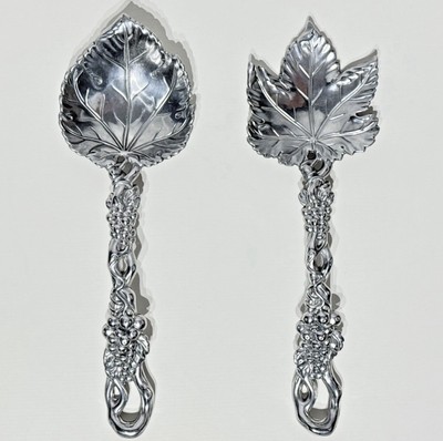 Vintage 1997 Arthur Court Kitchen Serving Spoon Fork Leaf Motif Made in Taiwan