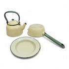Kockums enamel set - retro jug 1,5L, colander & plate in classic light yellow