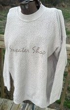 The Sweater Shop Beige Vintage 80'S 90S Textured Knit Crewneck Logo Pullover