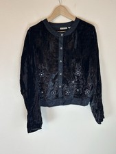 Vintage Stag Velvet Embroidered Blazer Jacket Size L Black Whimsigoth Fairy Boho