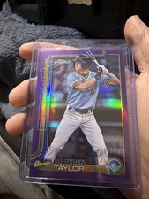 Brayden Taylor 2025 Topps Pro Debut Chrome Purple Refractor /125. Tampa Bay Rays