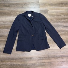 LOFT Navy Blue Single-Button Blazer Womens 4 Classic Front Flap Pockets