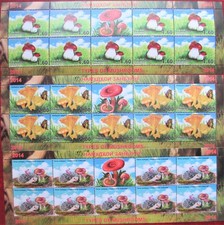 Tadżykistan 2014 Grzyby Butterfies 3M/S po 9v + etykieta perforowana MNH
