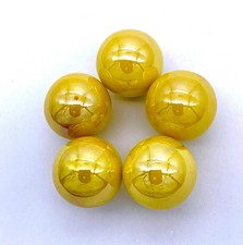 New for 2023 Iridescent Opal Yellow 16mm Glass Player Marbles 5/8" Pk 5 Vacor