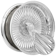 20x8" LA Wire Wheels Reverse Diamond Cut 150-Spoke Straight Lace Chrome (B04)