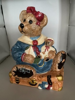 Vtg 1998 Boyds Collection LTD Bailey Bear on Suitcase Cookie Jar Bearware 4E/107