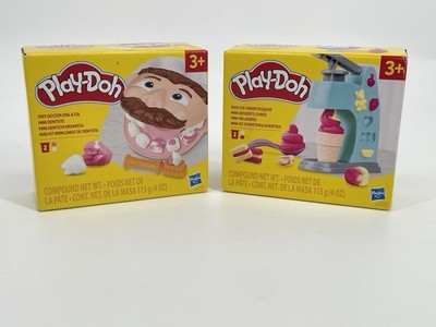 Play Doh Dentist Ice Cream Mini Playset 4 Colors Doctor Drill Lot Of 2 NEW