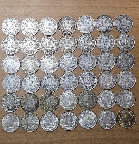 Lot Of Silver Swiss Francs 1908 - 1963 / 42x .835 Coins From Switzerland