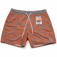 Reel Life Swim Trunks Mens Large Palm Print 6" Inseam Quick Dry NWT