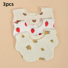 3PCS Cotton Gauze Baby Feeding Bibs Summer Soft Petal Infants Print Saliva Towel