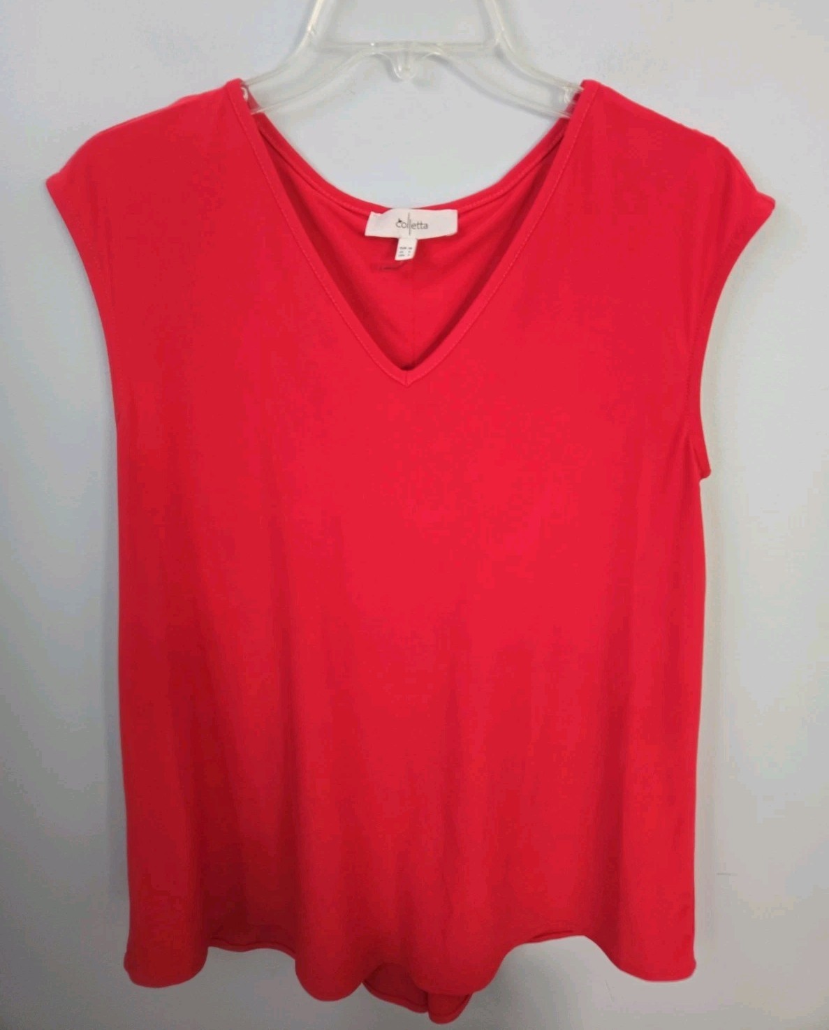 Colletta Womens Pink Coral V Neck Sleeveless Blouse Top Size US 4 EU 36...