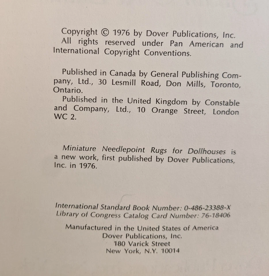 Miniature Needlepoint Rugs For Dollhouses Dover Needlework Series Susan McBaine - Image 4 of 4